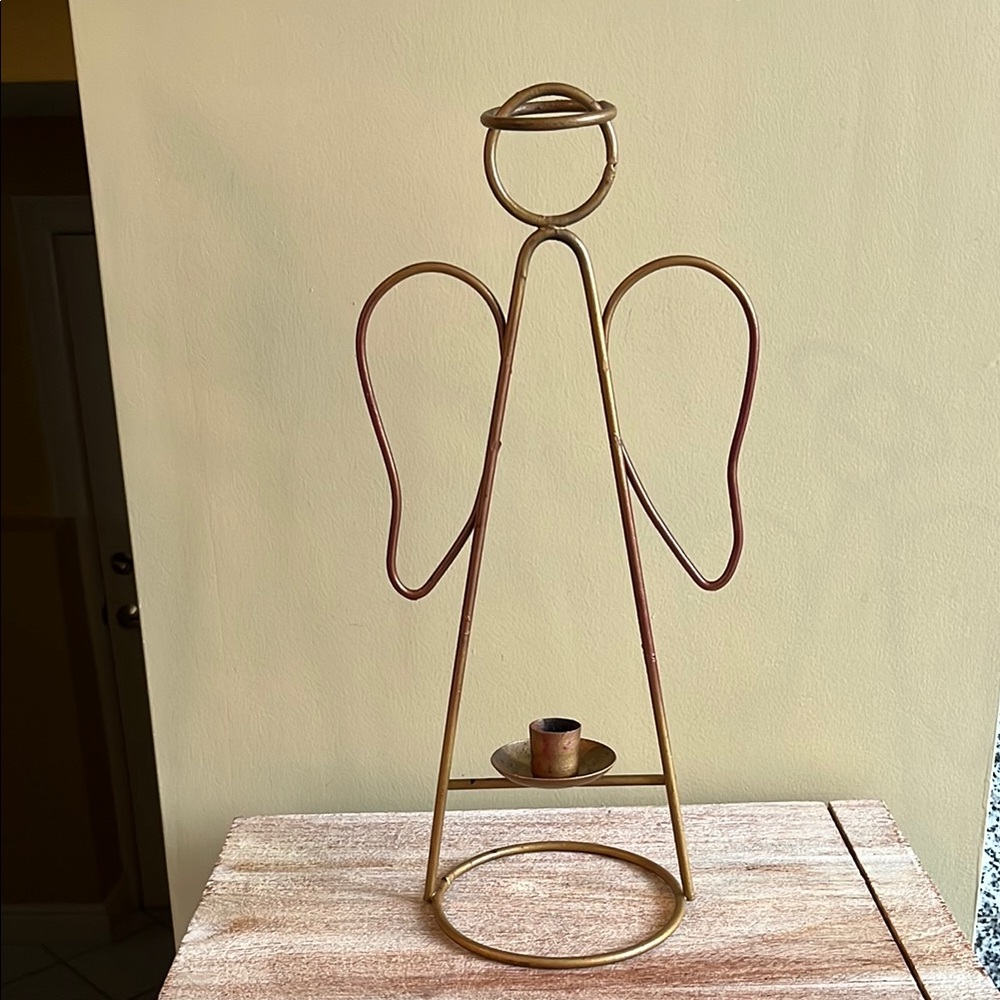 Gold Metal Angel Candle Holder